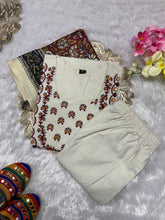 Load image into Gallery viewer, Divine Party Wear Cotton Embroidery n Sequence Work Designer Straight Kurta With Trouser n Dupatta Set