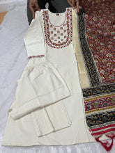Load image into Gallery viewer, Divine Party Wear Cotton Embroidery n Sequence Work Designer Straight Kurta With Trouser n Dupatta Set