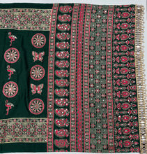 Load image into Gallery viewer, Excellent Festive Wear Pure Silk Ajrak Printed Rich Pallu n Original Mirror Work Designer Saree With Blouse Piece