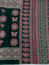 Load image into Gallery viewer, Excellent Festive Wear Pure Silk Ajrak Printed Rich Pallu n Original Mirror Work Designer Saree With Blouse Piece