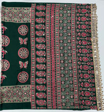 Load image into Gallery viewer, Excellent Festive Wear Pure Silk Ajrak Printed Rich Pallu n Original Mirror Work Designer Saree With Blouse Piece