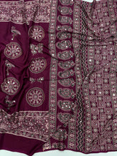 Load image into Gallery viewer, Excellent Festive Wear Pure Silk Ajrak Printed Rich Pallu n Original Mirror Work Designer Saree With Blouse Piece