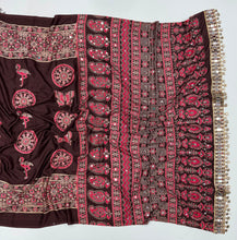 Load image into Gallery viewer, Excellent Festive Wear Pure Silk Ajrak Printed Rich Pallu n Original Mirror Work Designer Saree With Blouse Piece