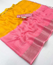Load image into Gallery viewer, Delightful Festive Wear Tussar Silk Zari Weaving Border Fancy Saree With Blouse Piece