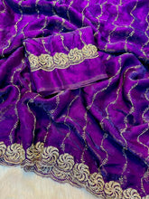 Load image into Gallery viewer, Adorable Party Wear Silk Embroidery Sequence n Beads Work Fancy Saree With Blouse Piece