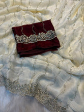 Load image into Gallery viewer, Adorable Party Wear Silk Embroidery Sequence n Beads Work Fancy Saree With Blouse Piece