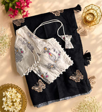 Load image into Gallery viewer, New Wedding Wear Chanderi Cotton Embroidery n Tussels Work Fancy Designer Saree With Stitched Blouse