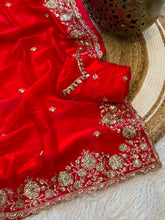 Load image into Gallery viewer, Luxuriant Wedding Wear Silk Embroidery Thread n Sequence Work Designer Saree For Occasion