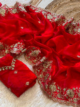 Load image into Gallery viewer, Luxuriant Wedding Wear Silk Embroidery Thread n Sequence Work Designer Saree For Occasion