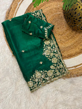Load image into Gallery viewer, Luxuriant Wedding Wear Silk Embroidery Thread n Sequence Work Designer Saree For Occasion