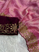 Load image into Gallery viewer, Incomparable Function Wear Silk Embroidery n Sequence Work Fancy Saree With Contrast Blouse Piece
