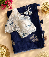 Load image into Gallery viewer, New Chanderi Cotton Embroidery n Tussels Work Fancy Designer Festive Wear Saree With Stitched Blouse
