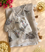 Load image into Gallery viewer, New Chanderi Cotton Embroidery n Tussels Work Fancy Designer Festive Wear Saree With Stitched Blouse