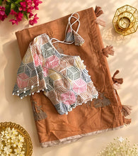 Load image into Gallery viewer, New Chanderi Cotton Embroidery n Tussels Work Fancy Designer Festive Wear Saree With Stitched Blouse