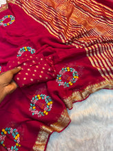 Load image into Gallery viewer, Redolent Party Wear Pure Viscose Silk Embroidery Work n Rich Pallu Fancy Saree With Blissful Blouse Piece