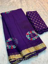 Load image into Gallery viewer, Redolent Party Wear Pure Viscose Silk Embroidery Work n Rich Pallu Fancy Saree With Blissful Blouse Piece