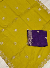 Load image into Gallery viewer, New Party Wear Crush Silk Embroidery Work Designer Saree With Blouse Piece