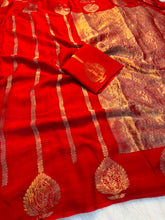 Load image into Gallery viewer, Adorning Wedding Wear Pure Viscose Dola Silk Jacquard Zari Weaving Work Fancy Designer Saree For Ocassion