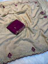 Load image into Gallery viewer, Marvellous Wedding Wear Georgette Embroidery Work Designer Saree With Ravishing Blouse Piece
