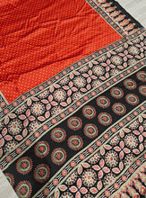 Load image into Gallery viewer, New Festive Wear Pure Satin Silk Ajrak Printed Rich Pallu n Tussles Work Fancy Saree