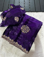 Load image into Gallery viewer, Heritage Function Wear Silk Multi Embroidery n Sequence Work Fancy Saree With Blouse Piece