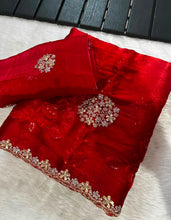 Load image into Gallery viewer, Heritage Function Wear Silk Multi Embroidery n Sequence Work Fancy Saree With Blouse Piece
