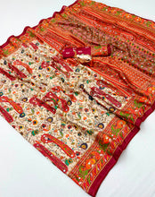 Load image into Gallery viewer, Exuberant Function Wear Chinnon Silk Heavy Mirror n Latkan Pallu Fancy Saree With Blouse Piece