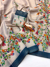 Load image into Gallery viewer, Attractive Wedding Wear Tissue Silk Kalamkari Print Embroidery Work Designer Saree For Occasion