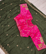 Load image into Gallery viewer, New Function Wear Silk Embroidery n Sequence Work Fancy Saree With Stitched Blouse
