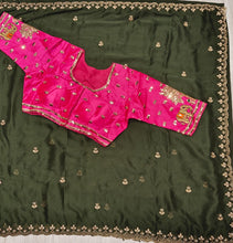 Load image into Gallery viewer, New Function Wear Silk Embroidery n Sequence Work Fancy Saree With Stitched Blouse