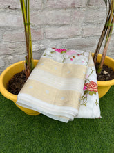 Load image into Gallery viewer, New Partywear White Color Soft Organza Silk Embroidred n Jacquared Weaving Work Fancy Designer Saree Design