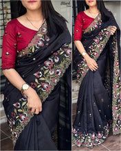 Load image into Gallery viewer, New Wedding wear Slub Silk Emboridred n Cut Work Fancy Designer Saree
