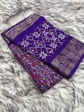 Load image into Gallery viewer, Latest Function Wear Purple Color Dola Silk Print n Jacquard Border Work Fancy Designer Saree With Blouse