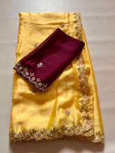 Load image into Gallery viewer, New Partywear Satin Chiffon Embroidery n Diamond Work Fancy Designer Saree With Blouse
