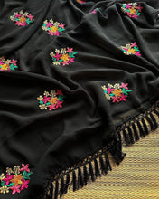Load image into Gallery viewer, New Party Wear Chiffon Embroidery With Tussels Work Designer Saree With Blouse
