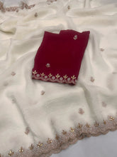 Load image into Gallery viewer, New Partywear Satin Chiffon Embroidery n Diamond Work Fancy Designer Saree With Blouse