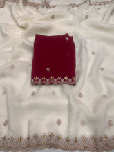 Load image into Gallery viewer, New Partywear Satin Chiffon Embroidery n Diamond Work Fancy Designer Saree With Blouse