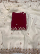 Load image into Gallery viewer, New Partywear Satin Chiffon Embroidery n Diamond Work Fancy Designer Saree With Blouse