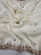 Load image into Gallery viewer, New Partywear Satin Chiffon Embroidery n Diamond Work Fancy Designer Saree With Blouse