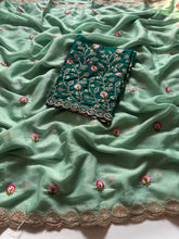 Load image into Gallery viewer, New Wedding Wear Pure Chinnon Embroidery n Stone Work Fancy Designer Saree With Blouse