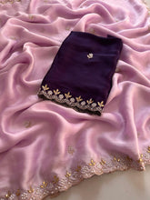 Load image into Gallery viewer, New Partywear Satin Chiffon Embroidery n Diamond Work Fancy Designer Saree With Blouse