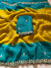 Load image into Gallery viewer, New Partywear Satin Chiffon Embroidery n Diamond Work Fancy Designer Saree With Blouse