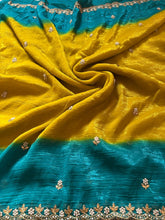 Load image into Gallery viewer, New Partywear Satin Chiffon Embroidery n Diamond Work Fancy Designer Saree With Blouse