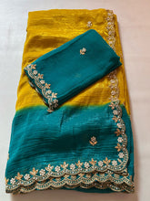Load image into Gallery viewer, New Partywear Satin Chiffon Embroidery n Diamond Work Fancy Designer Saree With Blouse