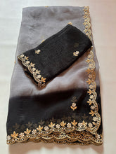 Load image into Gallery viewer, New Partywear Satin Chiffon Embroidery n Diamond Work Fancy Designer Saree With Blouse