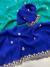Load image into Gallery viewer, New Pedding Color Crunchy Chiffon Silk With Beautiful Embroidery n Cut Work Partywear Fancy Designer Saree