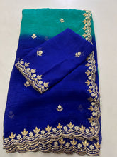 Load image into Gallery viewer, New Pedding Color Crunchy Chiffon Silk With Beautiful Embroidery n Cut Work Partywear Fancy Designer Saree