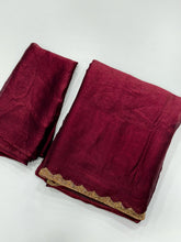 Load image into Gallery viewer, New Partywear Frandy Crush Silk Katdana Moti Lace Border Work Fancy Designer Saree With Blouse