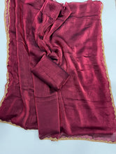 Load image into Gallery viewer, New Partywear Frandy Crush Silk Katdana Moti Lace Border Work Fancy Designer Saree With Blouse