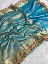 Load image into Gallery viewer, New Wedding Wear Banarasi Tissue Silk Jacquard n Heavy Lace Work Fancy Designer Saree